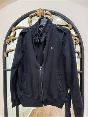 Marc Ecko Black Bomber Jacket with Epaulet Detail